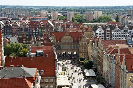 Gdansk, Poland. Old town - panoramic view from City Hall tower.