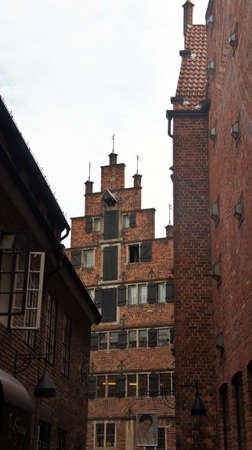 Beautiful red brick buildings on Bottcherstrasse in old town, Bremenのeditorial素材