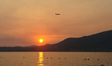 Sunset on Ciovo island in Croatia near Trogir city