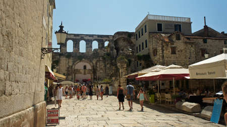 View of the street of old town, Diocletian palace beautiful architecture, sunny dayのeditorial素材