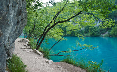 Way near water, Plitvice Lakes in Croatia,の写真素材