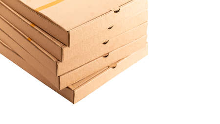 Cardboard brown box isolated on white background.の写真素材