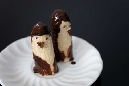 Children's meal, dessert in the form of penguins. Treats for children's party.の写真素材