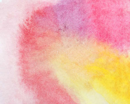Bright delicate watercolor background of iridescent yellow red color of bud shape. Panel of ebru in pink tones or fabric print. Emotional background for presentation or naive drawing.の写真素材