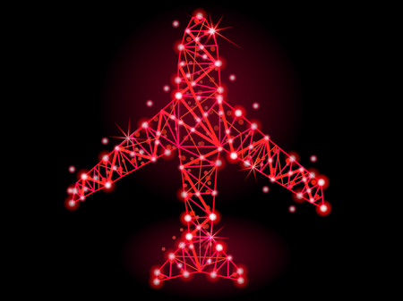 Plane light star polygonal lines. Red firework.のイラスト素材