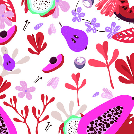 Vector fruits and herbs. Illustration flat eco fruits. Add your design here. For banner, signage,...