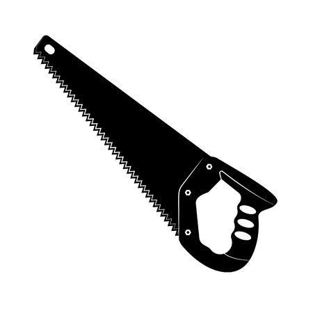 Illustration in a simple style saw. Vector hand saw in black color. As a web icon, a construction company website design.のイラスト素材
