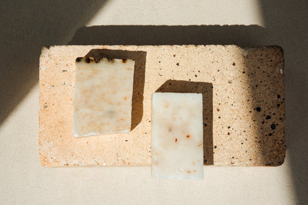 Handmade soap from natural ingredients, various herbs. Concept of sustainable use, bath products....