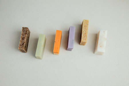 Handmade soap from natural ingredients, various herbs. Concept of sustainable use, bath products....