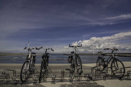 The Netherlands. - June 20, 2015: Parking for bicycles near The North Seaのeditorial素材