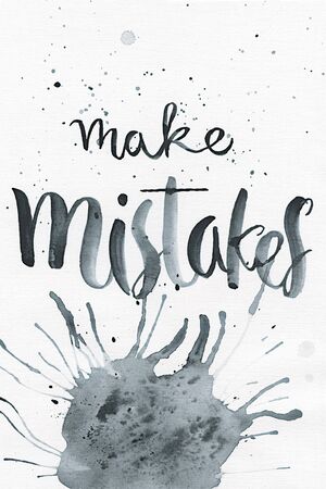 Make Mistakes hand lettering watercolor gift posterの写真素材