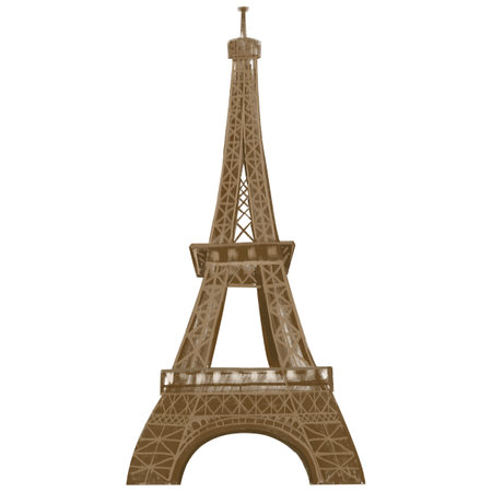 Hand drawn eiffel tower isolated on white background. Drawing of a French landmark, symbol of Paris, architecture, Paris exterior for travel guidesの写真素材