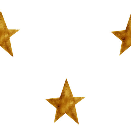 Watercolor seamless pattern with golden Christmas star. Hand drawn star print for childrens room design, Christmas card, fabricの写真素材