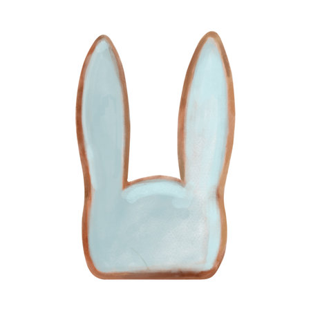 Easter bunny, watercolor illustration, hand drawn, isolated, on a white background. Gingerbread rabbit for decoration, Happy Easter holidayの写真素材