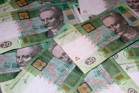 bills to twenty of Ukrainian hryvniasの写真素材