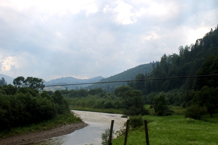 River in Carpathian mountainsの写真素材