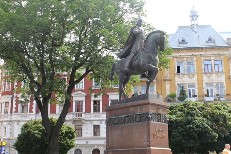 Monument to king Danulo in Lvivの写真素材