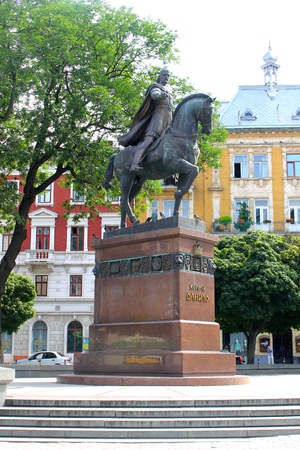 Monument to king Danulo in Lvivの写真素材