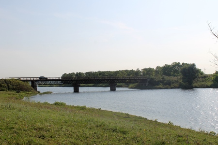 Bridge across riverの写真素材