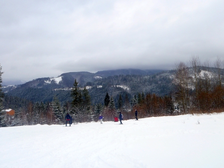 Winter Carpathian mountainsの写真素材