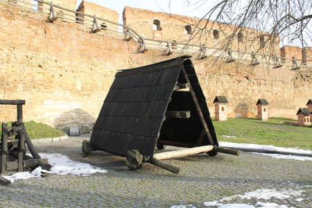 Medieval war machines in Lubart castle. Lutsk, Ukraineのeditorial素材