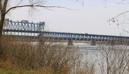 Bridge across river Dnieperの写真素材