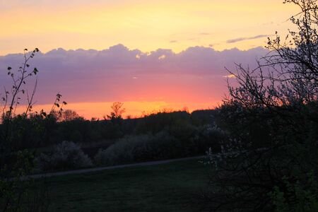 Sunrise above countrysideの写真素材