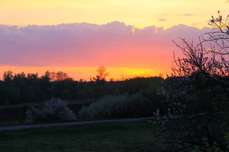 Sunrise above countrysideの写真素材
