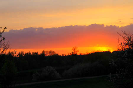 Sunrise above countrysideの写真素材