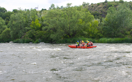 Rafting on Southern Bug riverの写真素材