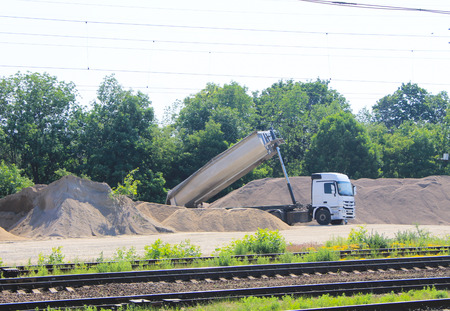 Tipper truck unload gravelの写真素材