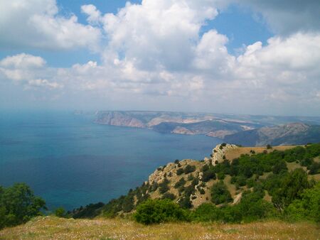 Black sea coast in Crimeaの写真素材