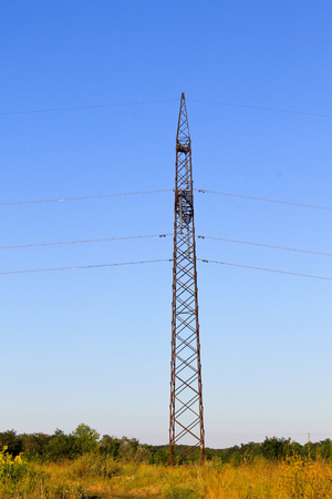 High voltage power towerの写真素材
