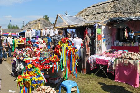 Velyki Sorochyntsi -August 20, 2016: Ukrainian souvenirs during Sorochintsy Fair in Velyki Sorochyntsi, Ukraineのeditorial素材