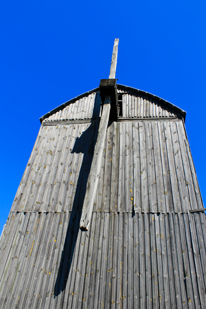 Old wooden windmill in Ukraineの写真素材