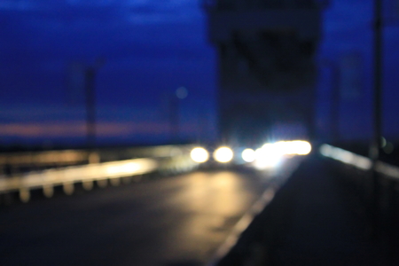 Bokeh blurred car lights in the nightの写真素材