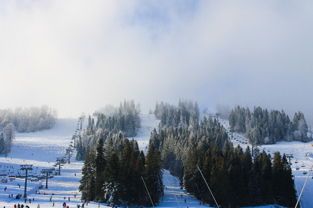 Chair lift in Carpathiansの写真素材