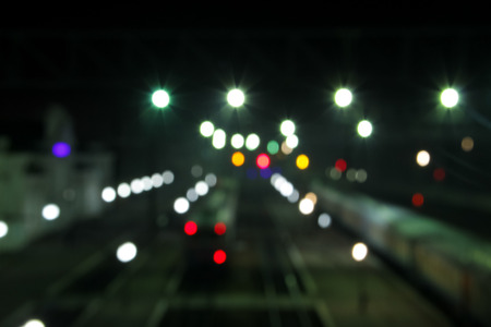 Abstract background of blurred city lights with bokeh effectの写真素材