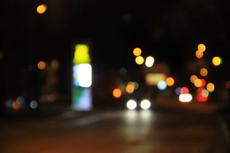Bokeh blurred car lights at the nightの写真素材