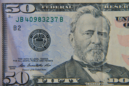 Macro shot of fifty dollars billの写真素材