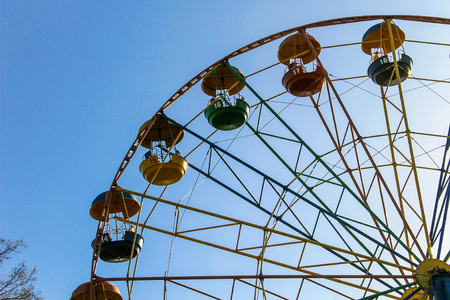 Ferris wheel in a city parkの写真素材