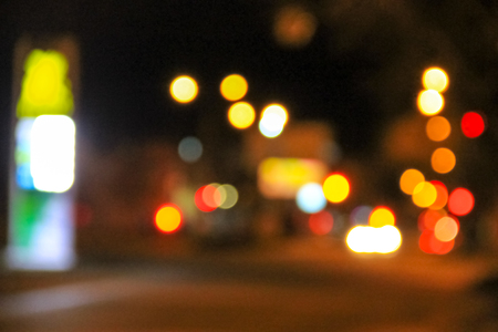 Bokeh blurred car lights at the nightの写真素材