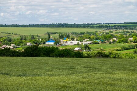 View on the village in Ukraine on summerの写真素材