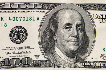 Macro shot of one hundred dollars bill