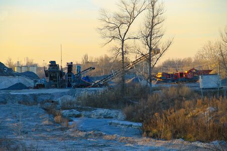 Conveyor belt in the granite quarryの写真素材
