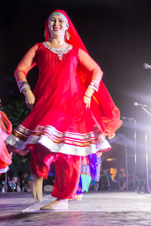 Genichesk, Ukraine - August 26, 2017: Dancers in arabic traditional clothing perform on stage during Festival of National Cultures Tavriyska rodyna (Tavria Family)のeditorial素材
