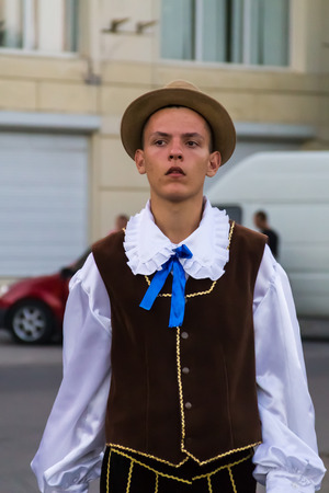 Genichesk, Ukraine - August 26, 2017: Young man in a traditional Jewish clothing during Festival of National Cultures Tavriyska rodyna (Tavria Family)のeditorial素材