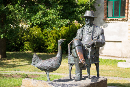 Askania-Nova, Kherson region, Ukraine - August 24, 2017: Monument to Friedrich Falz Fein who founded Ukrainian worldwide famous Askania-Nova natural reserveのeditorial素材