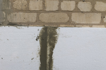 Building insulation with styrofoam sheetsの写真素材