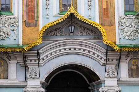 Entrance to the orthodox ancient Kiev Pechersk Lavra close-upの写真素材